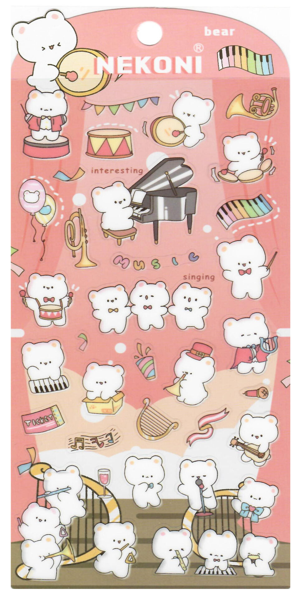Nekoni Music Bear Stickers