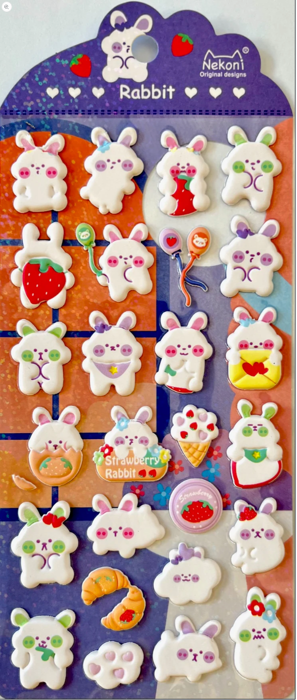 Bunny Rabbit Puffy Stickers