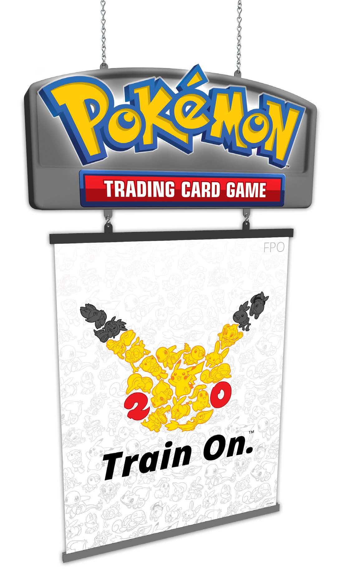 shop pokemon trading cards near me Pokémon 20th Anniversary Hobby Store Sign – Toys and Treasures