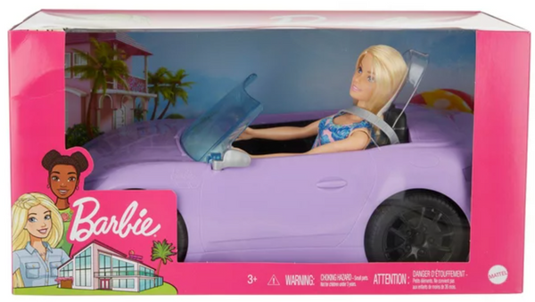 Barbie Doll and Purple Convertible Car