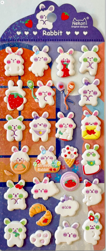 Bunny Rabbit Puffy Stickers