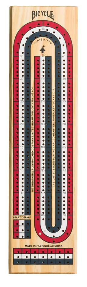 Cribbage board 3 track color coded