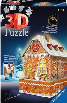 3D Puzzle Building Gingerbread House - Night Edition - 216 Pieces