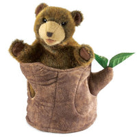 Bear In Tree Stump Hand Puppet